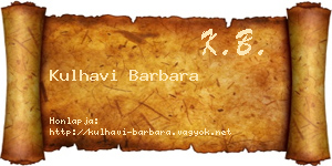 Kulhavi Barbara névjegykártya